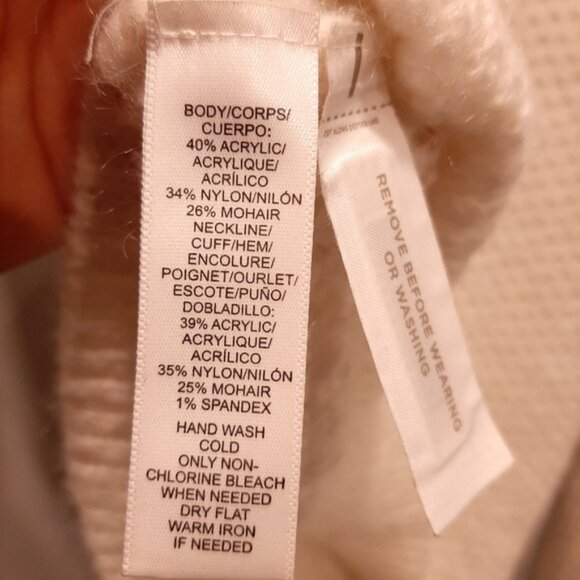 ANN TAYLOR Loft Mohair Blend Raglan Cut Sweater Fuzzy Semi Sheer Open Knit - Picture 11 of 12